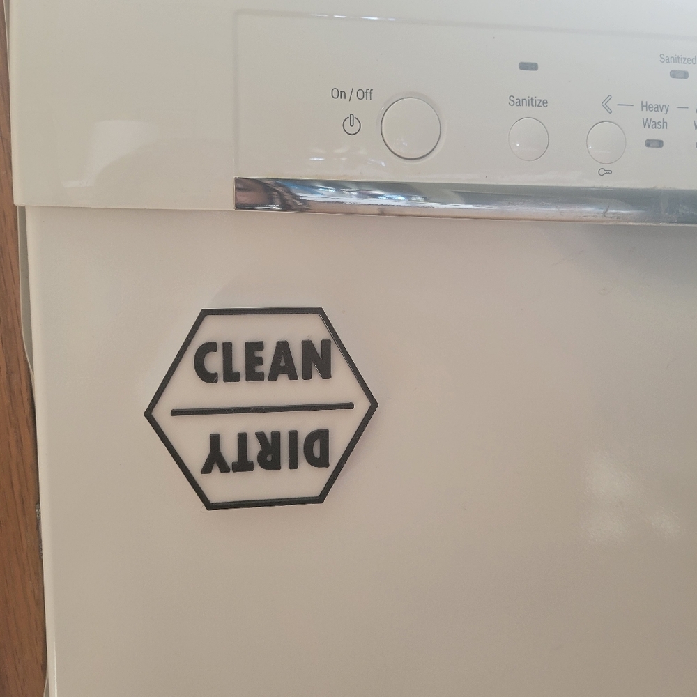 Magnetic Clean Dirty Dishwasher Sign - Black and White